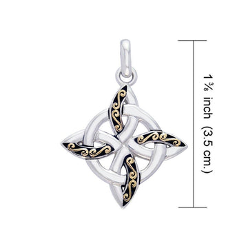 Celtic Four Point Knot silver with 18k gold accents Pendant MPD1807 - Jewelry